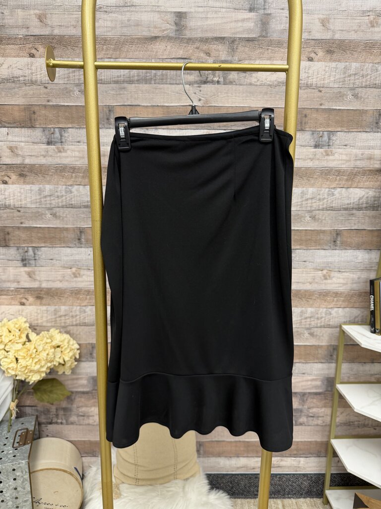 Isaac Mizrahi Black Asymmetric Skirt w/ Ruffle