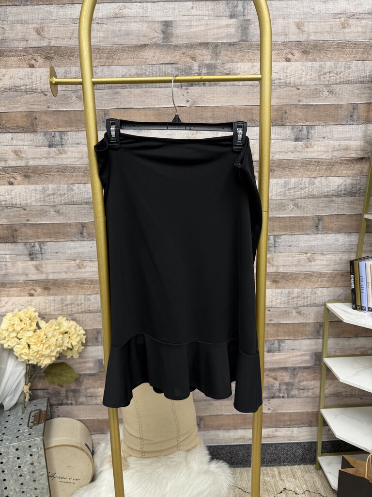 Isaac Mizrahi Black Asymmetric Skirt w/ Ruffle