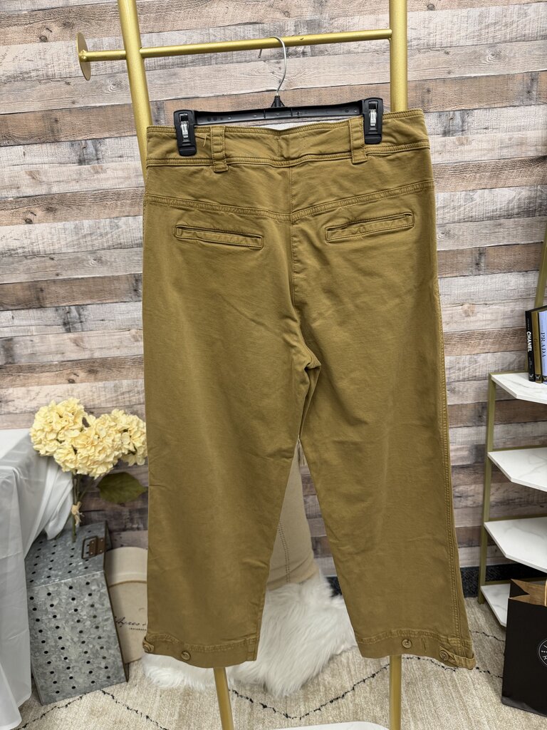 ME+EM Brown Cotton Straight Leg Pants w/ Front Flat Pockets