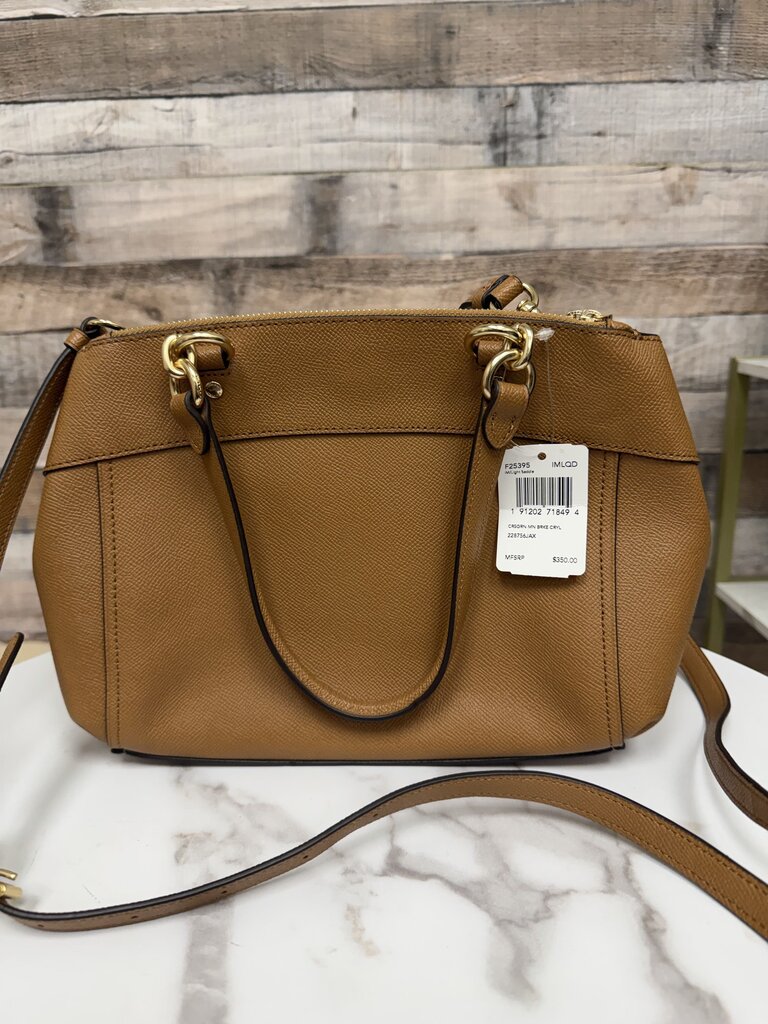 NWT Coach Cognac Crossgrain Brooke Leather Satchel