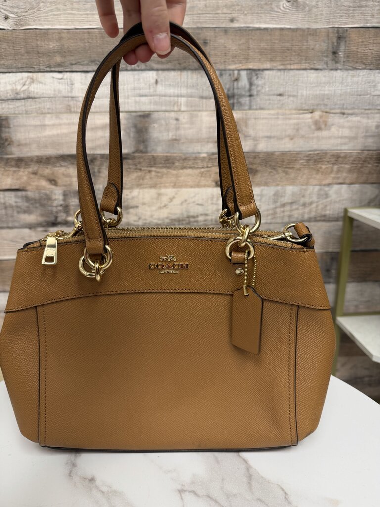 NWT Coach Cognac Crossgrain Brooke Leather Satchel