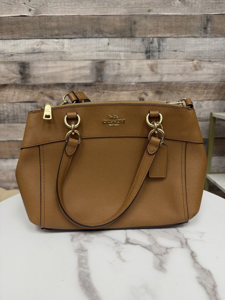 NWT Coach Cognac Crossgrain Brooke Leather Satchel
