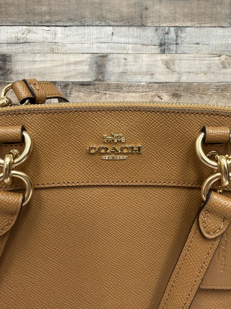 NWT Coach Cognac Crossgrain Brooke Leather Satchel