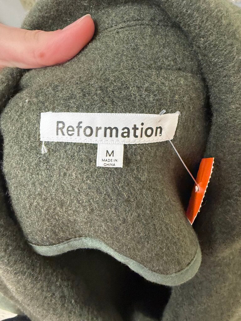 Reformation Green Wool Blend Shirt Jacket