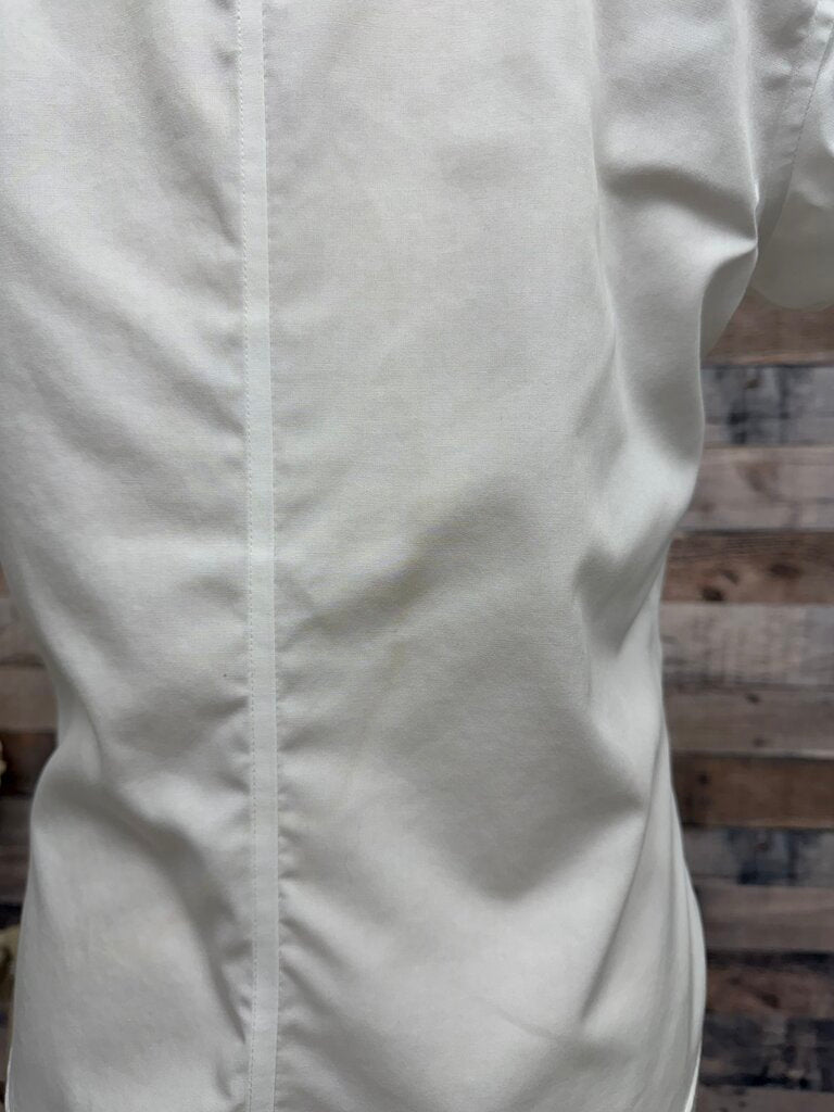 Ann Taylor White Fitted Short Sleeve Button Down