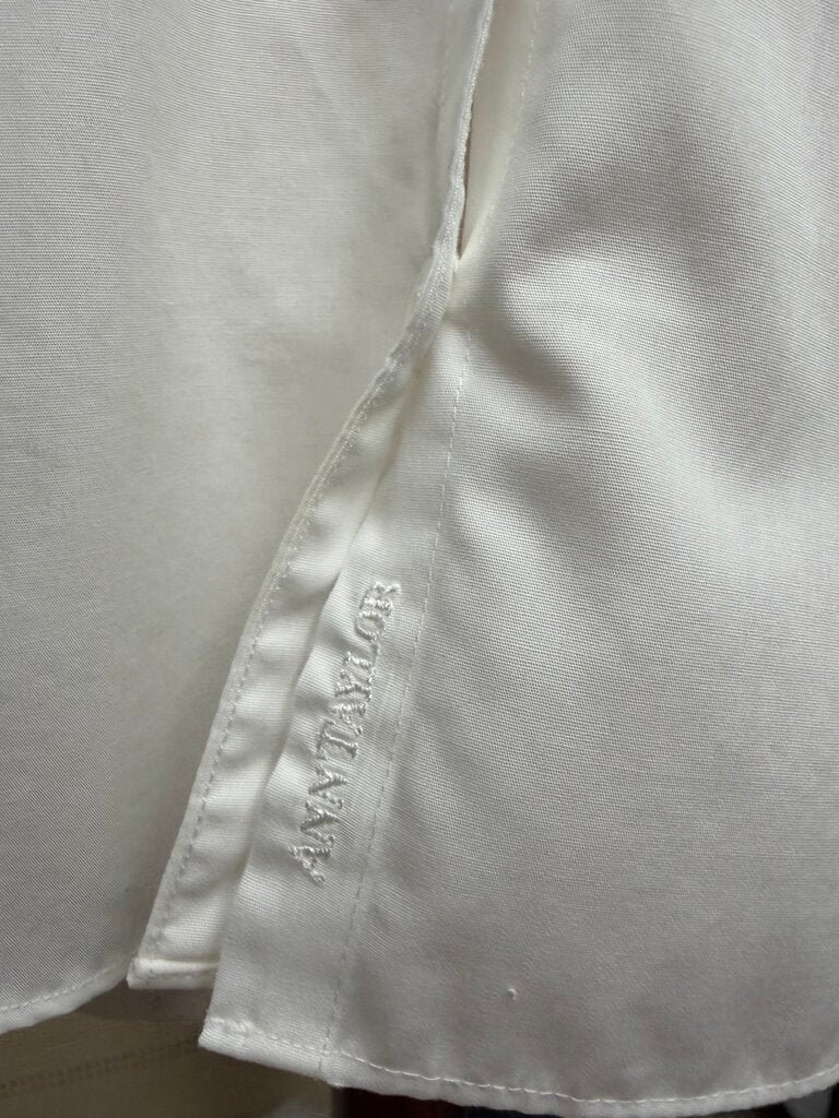 Ann Taylor White Fitted Short Sleeve Button Down