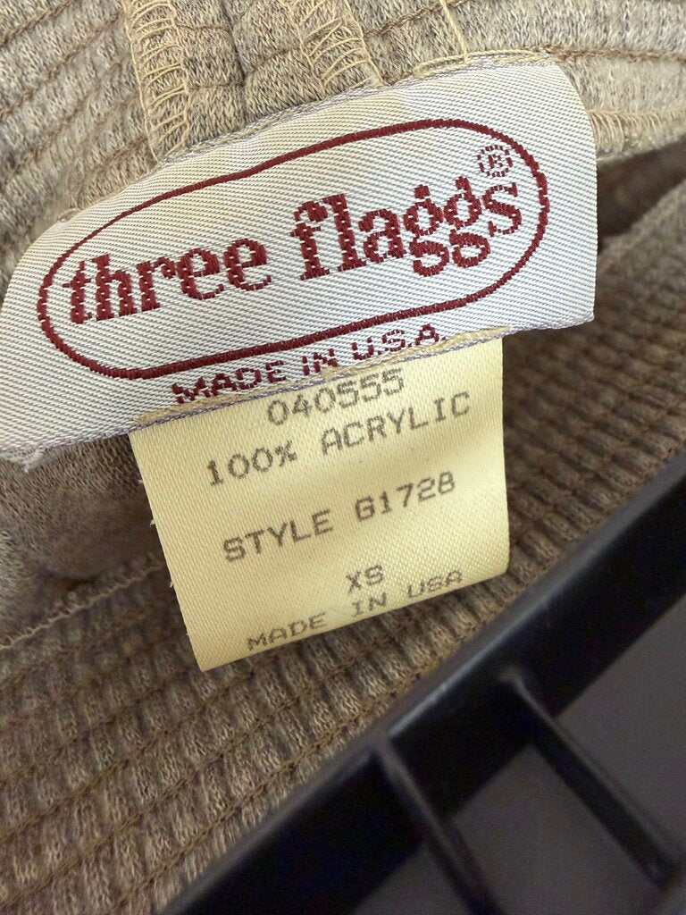 Vintage Three Flags California Tan & White Goe Cropped Sweater Set w/Skirt