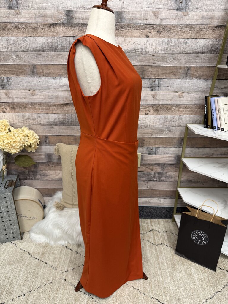 Ann Taylor Orange Sleeveless Dress W/ Gold Accent