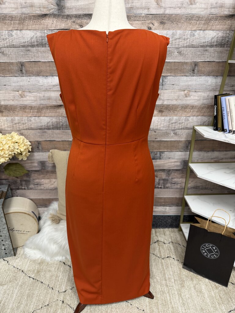 Ann Taylor Orange Sleeveless Dress W/ Gold Accent
