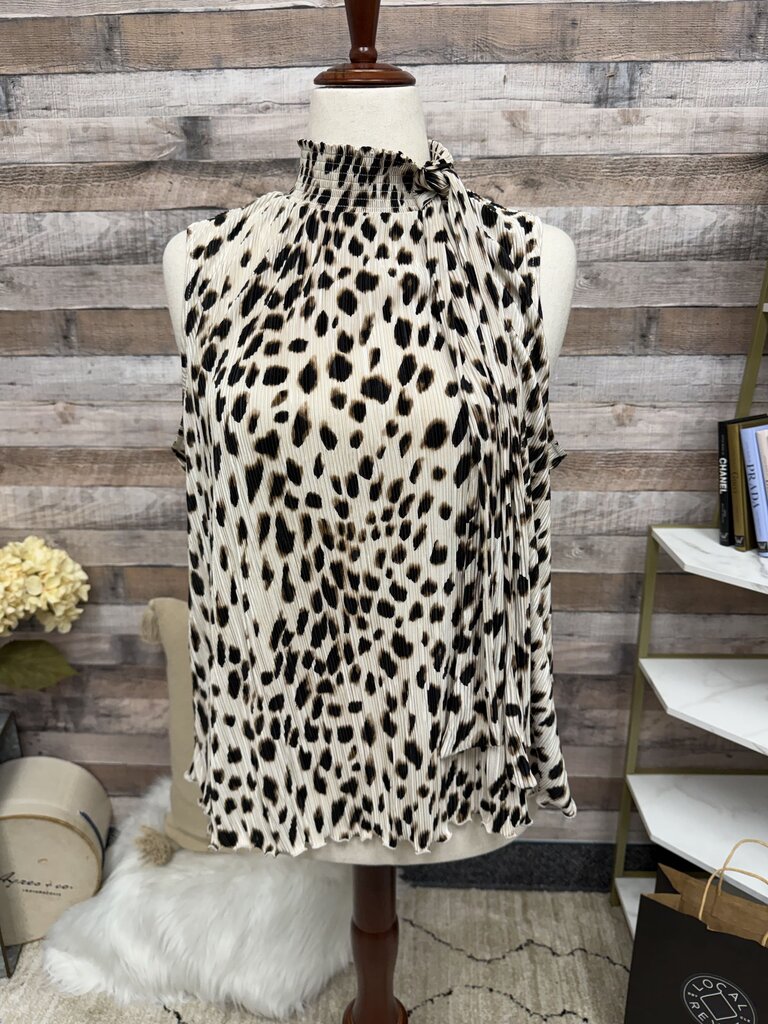 Chico's Animal Print Mock Neck Sleeveless Top