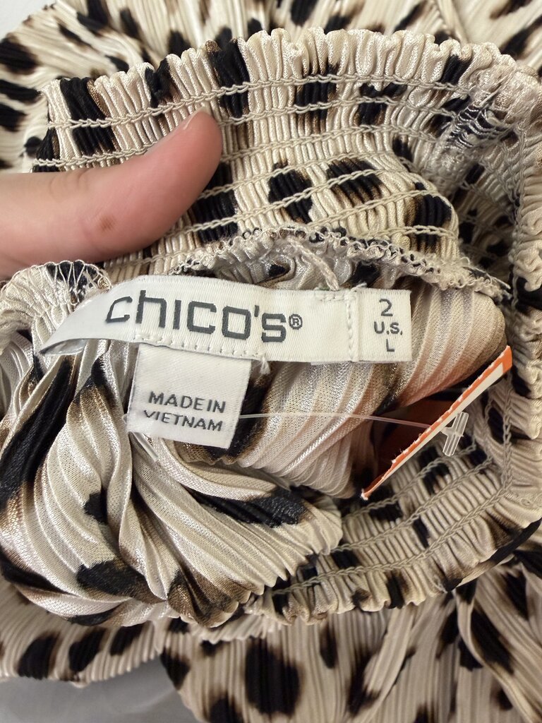 Chico's Animal Print Mock Neck Sleeveless Top