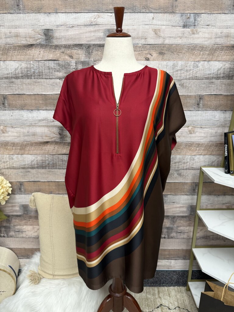 Trina Tunk Red W/ Rainbow Stripe Yanna Dress