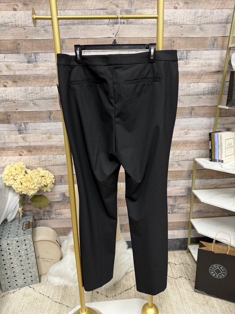 Lauren Black Dress Pant Flat Front W/ Small Silver Logo Charm NWT