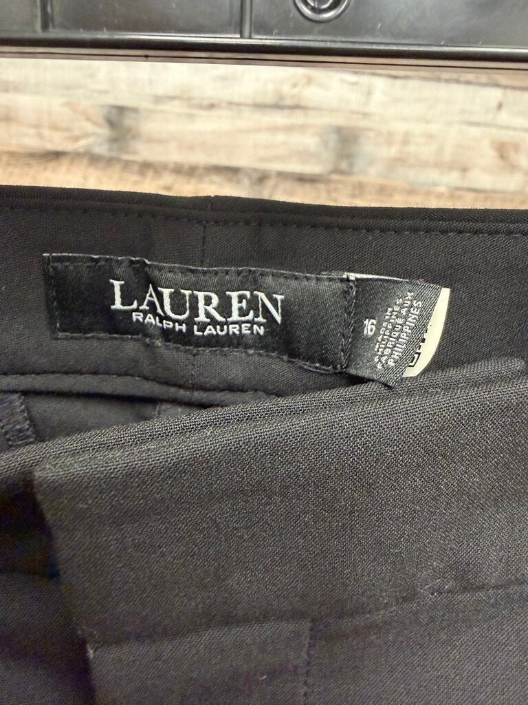 Lauren Black Dress Pant Flat Front W/ Small Silver Logo Charm NWT