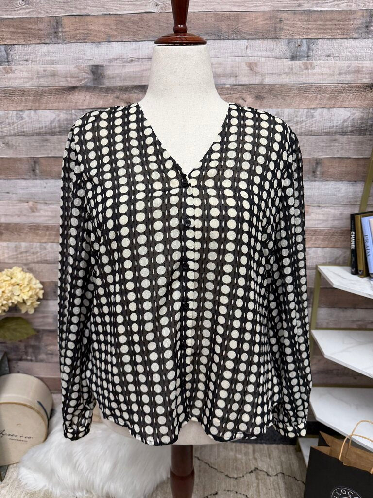Chico's Polka Dot Tie Neck Blouse NWT