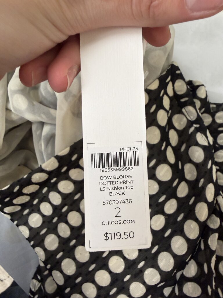 Chico's Polka Dot Tie Neck Blouse NWT