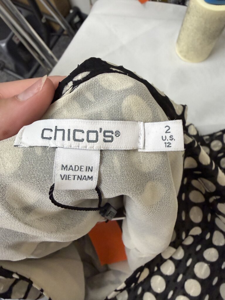 Chico's Polka Dot Tie Neck Blouse NWT