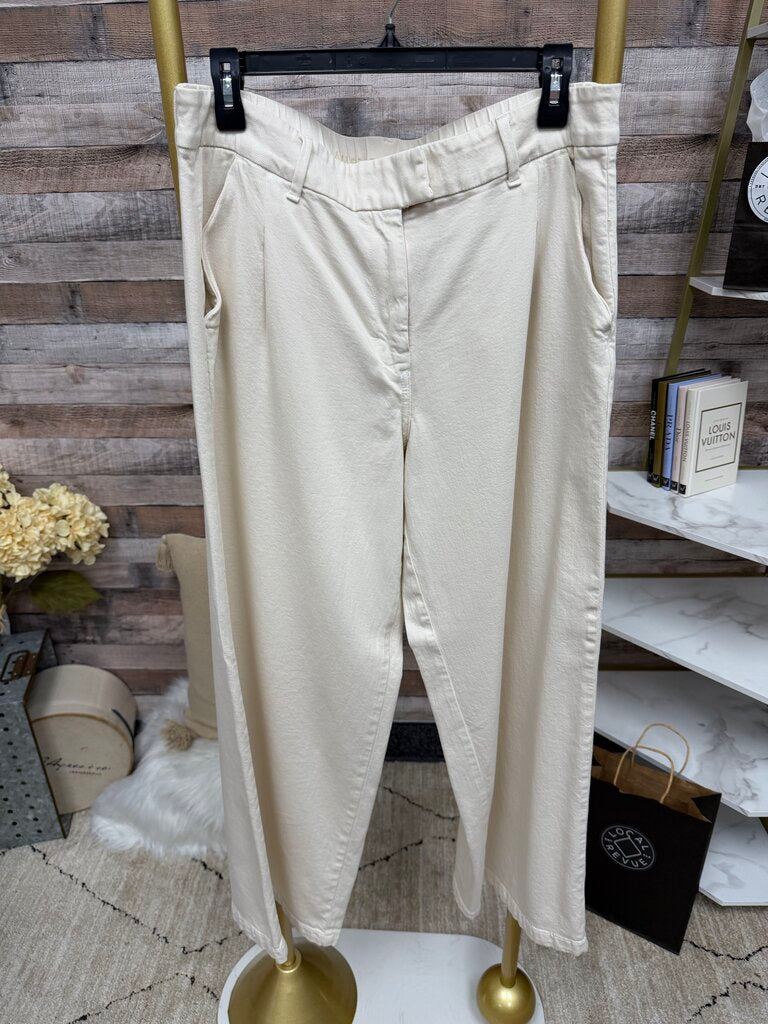American Eagle Cream wide Leg Stretch Pant