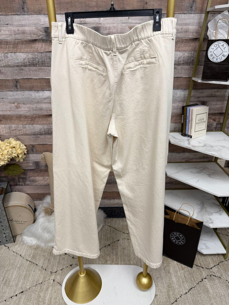 American Eagle Cream wide Leg Stretch Pant