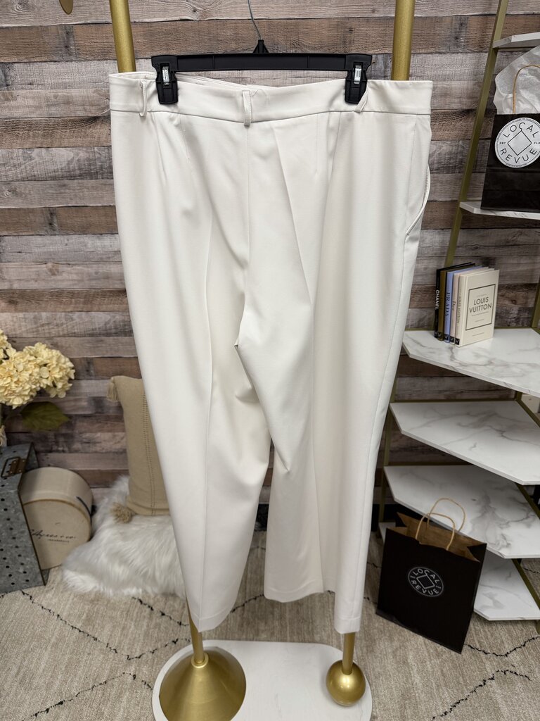 White House Black Market White Wide Leg Pant Flat Front