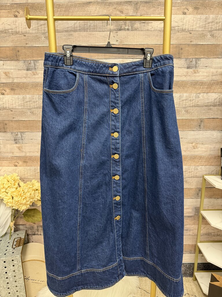 Ann Taylor Blue Jean A Line Long Skirt W/ Buttons