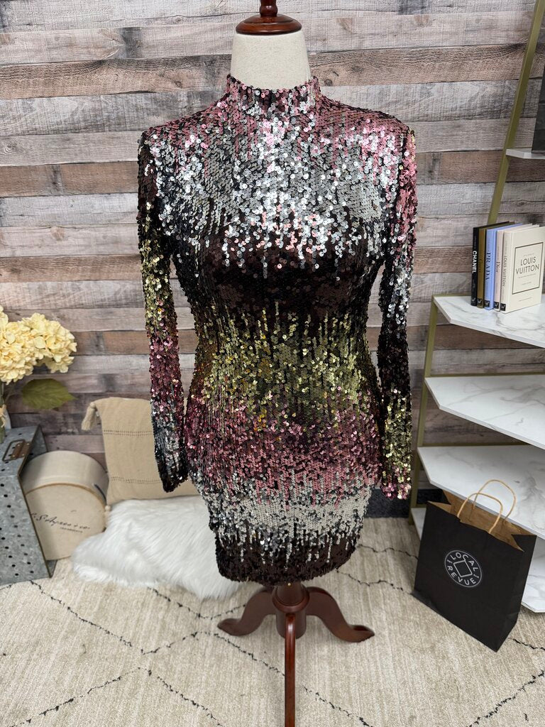 Blue Vanilla Multi Color Sequin Mini Dress