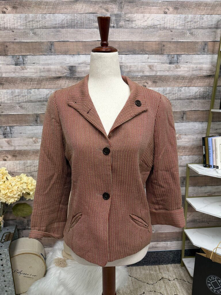 Zenobia Red Striped Blazer W/ 3/4 Sleeve