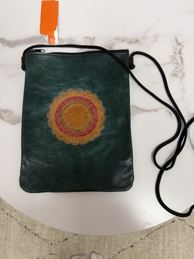 Argentina Green Leather W/ Mandala Design Crossbody no label Green OS women ACCESSORIES