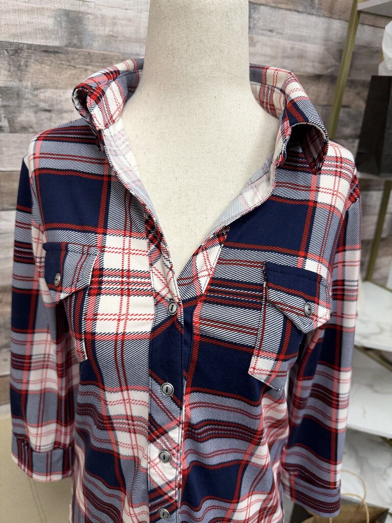 Market Spruce Blue/Red Plaid Button Down Shirt