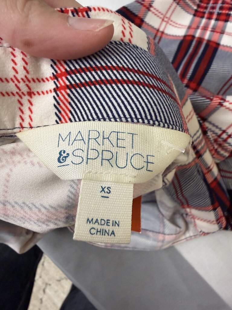 Market Spruce Blue/Red Plaid Button Down Shirt