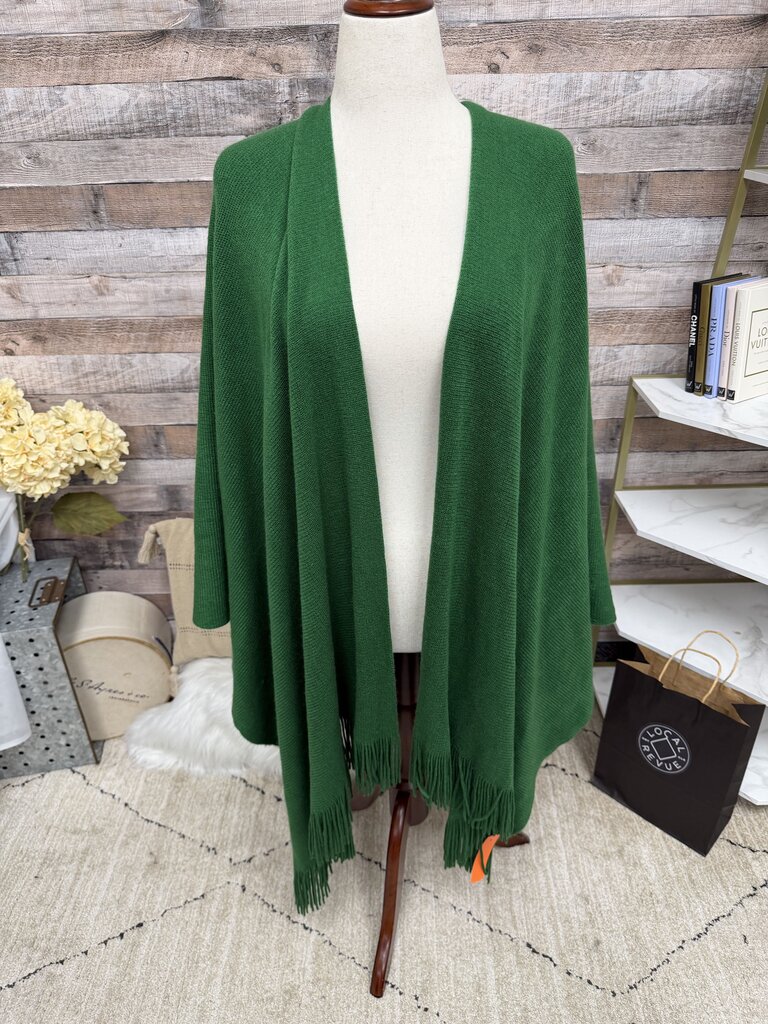 No Label Green Shawl W/ Fringe
