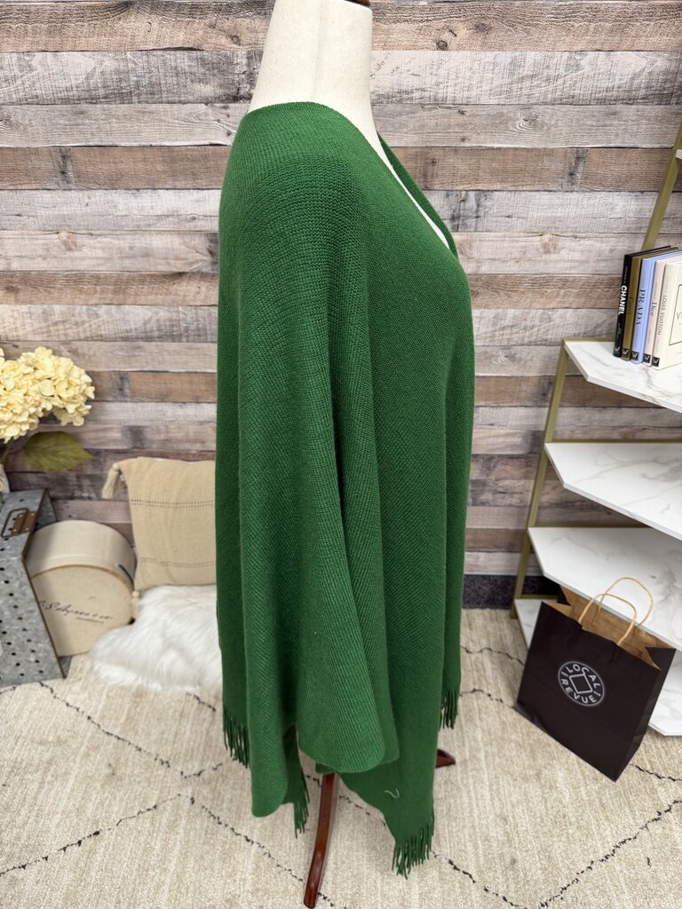 No Label Green Shawl W/ Fringe