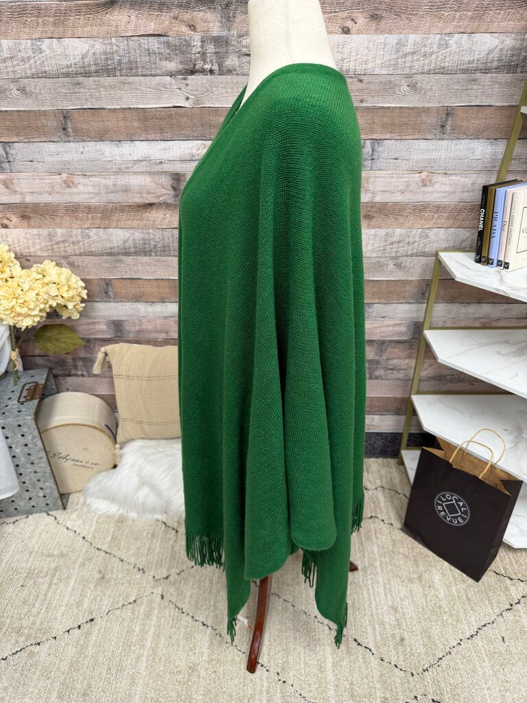 No Label Green Shawl W/ Fringe
