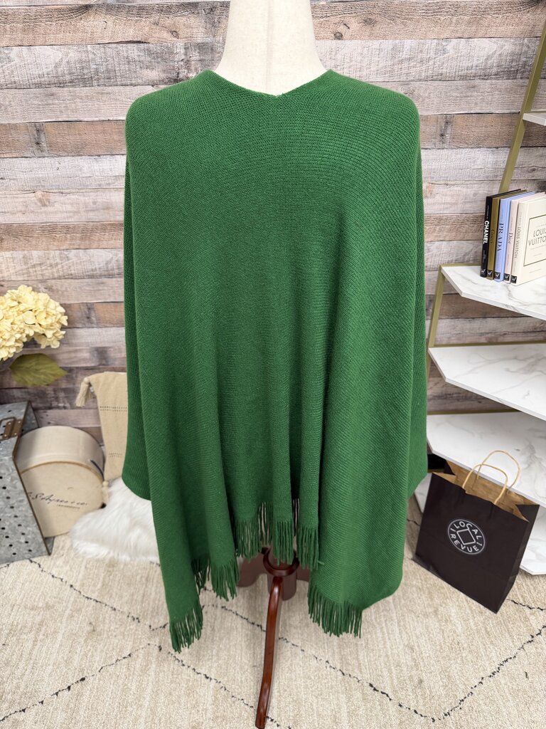 No Label Green Shawl W/ Fringe