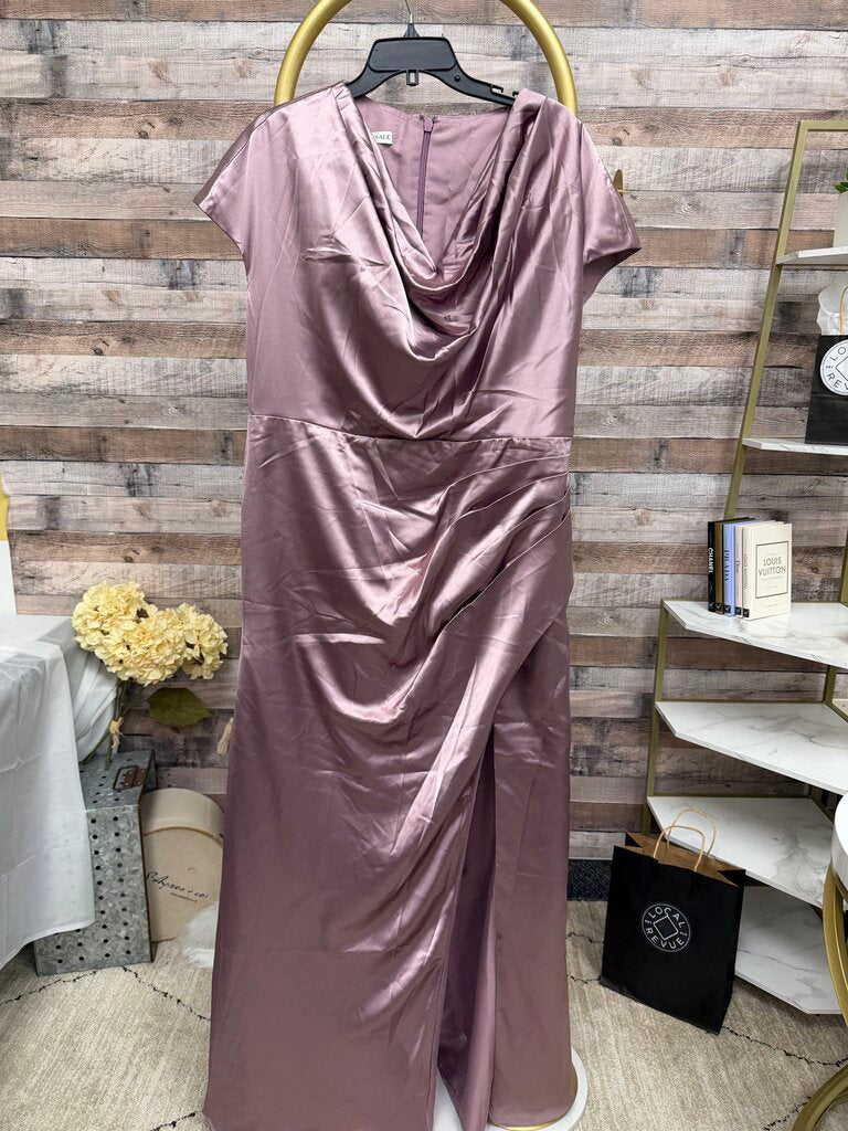 MISSACC Pink Satin Formal Floor Length Dress w/ Side Slit NWT
