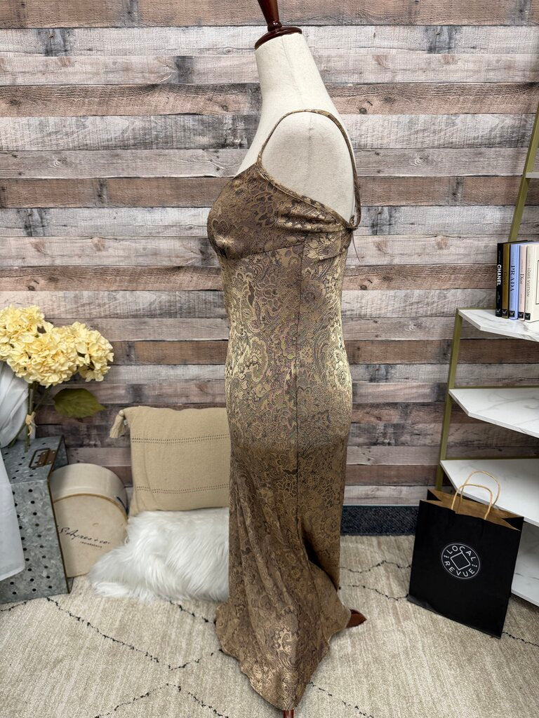 No Label Gold Spaghetti Strap Slip Dress
