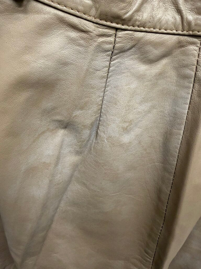No Label Camel Genuine Leather Pencil Skirt