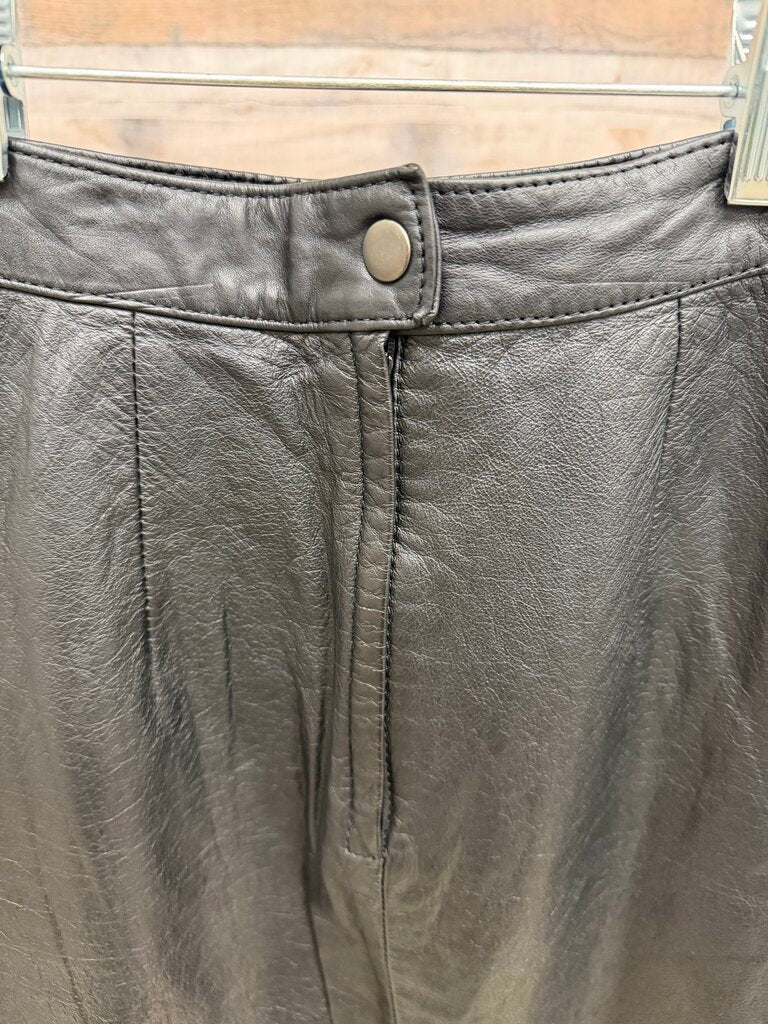 No Label Black Genuine Leather Pencil Skirt