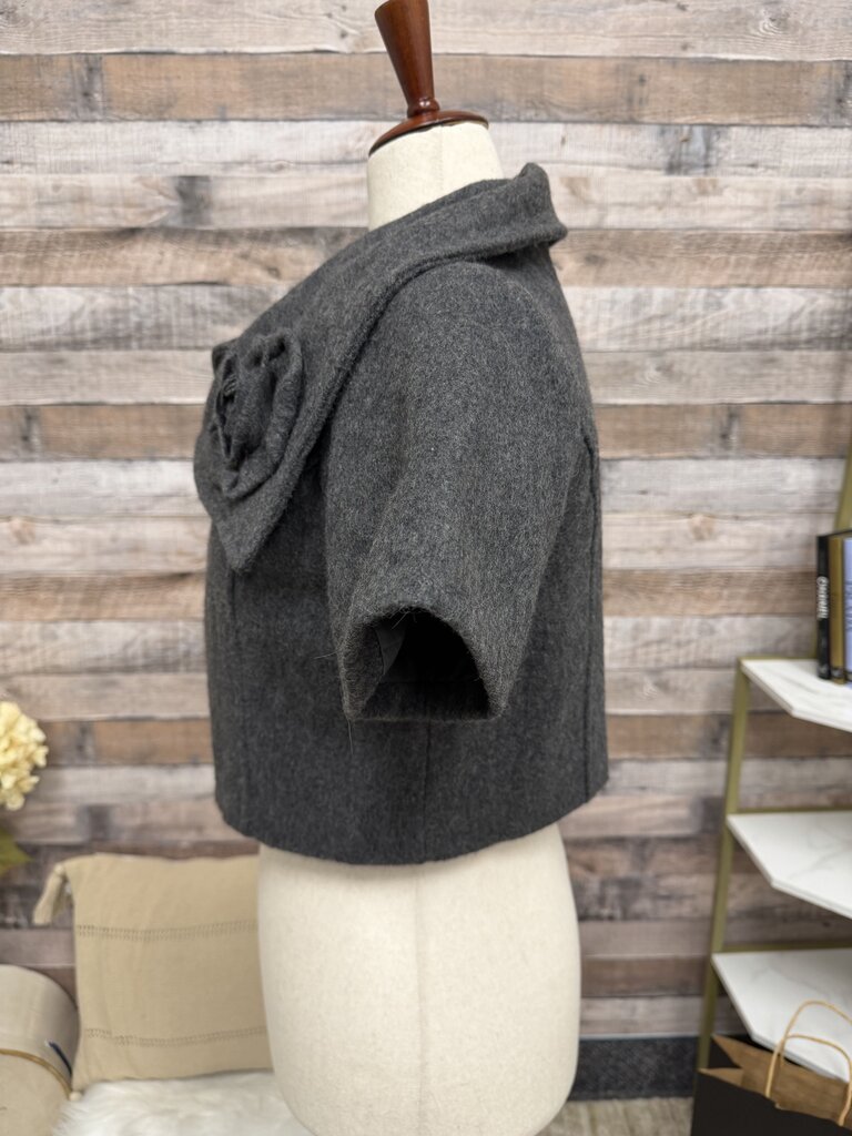 Dimri Gray Short Sleeve Cropped Jacket W/ Flower Dimri Gray Medium women JACKETS & COATS