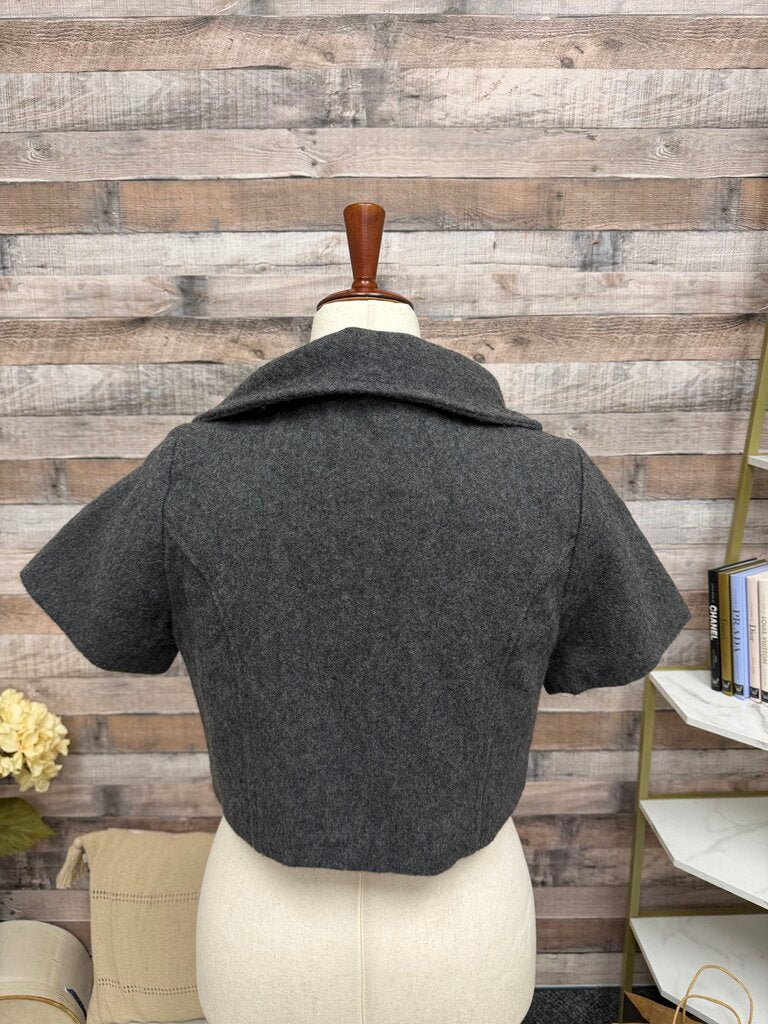 Dimri Gray Short Sleeve Cropped Jacket W/ Flower Dimri Gray Medium women JACKETS & COATS