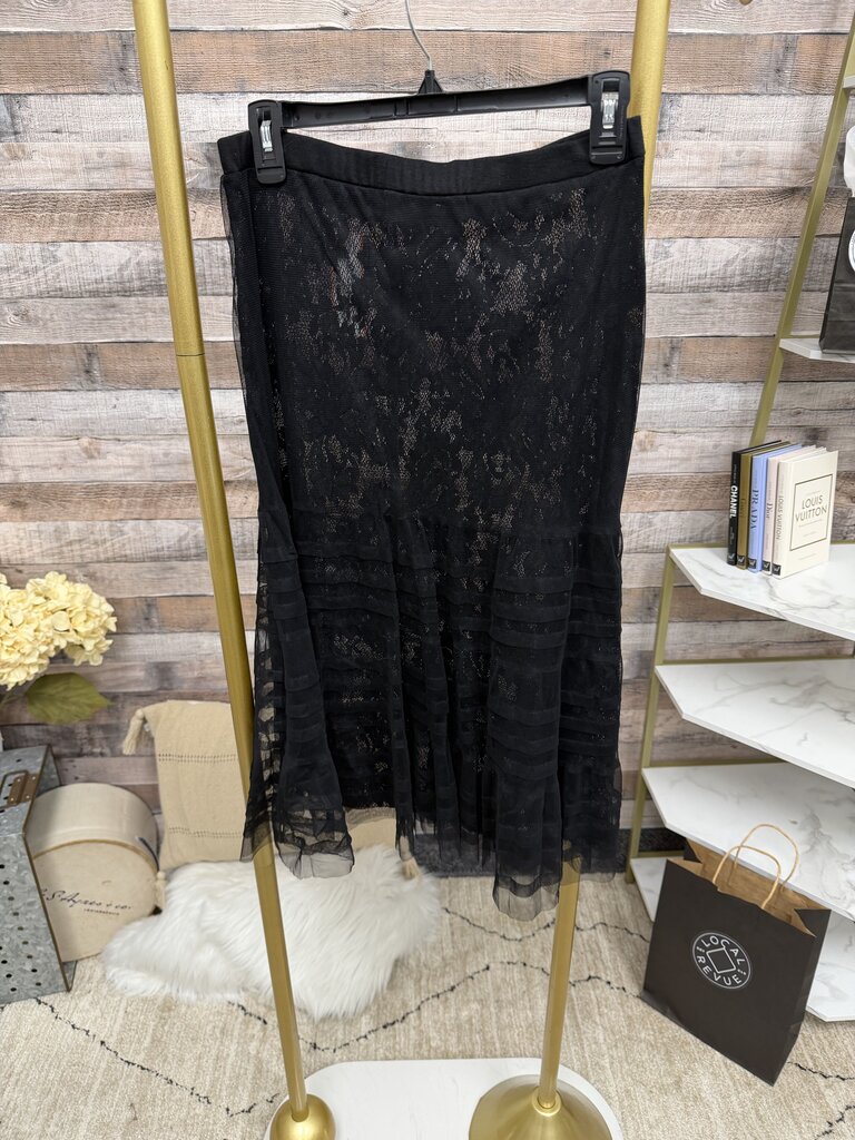 No Label Black Lace Double Layer Skirt