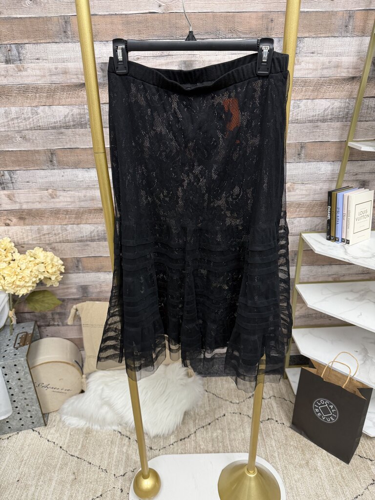No Label Black Lace Double Layer Skirt