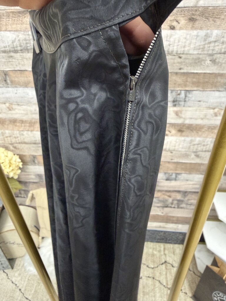No Label Black Textured Floral Pattern Long Skirt