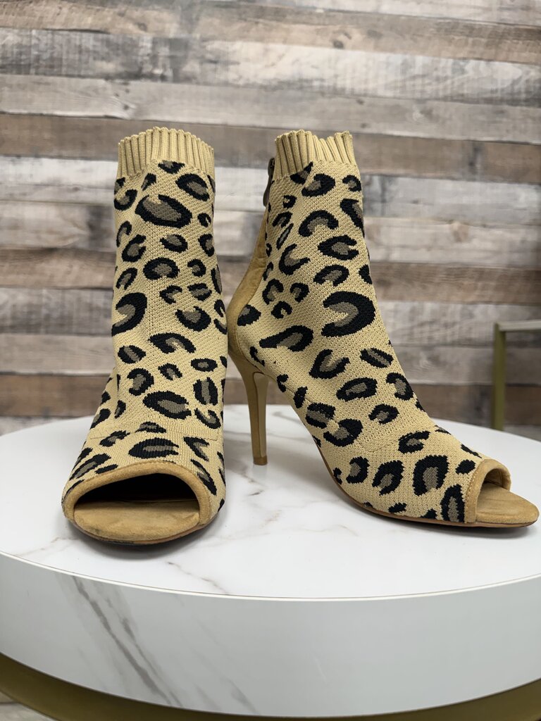 2 Lips Too Leopard Print Peep Toe Stiletto Heels 2 Lips Too Tan/Black 7 women SHOES