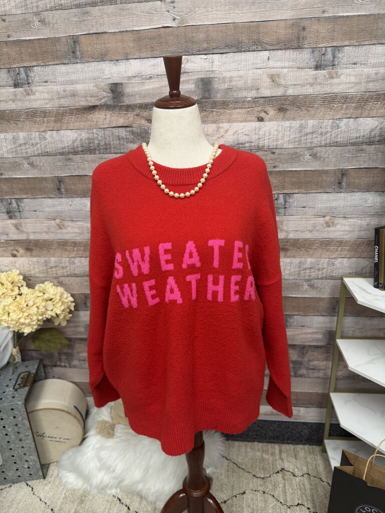 A New Day "sweater weather" red/pink sweater