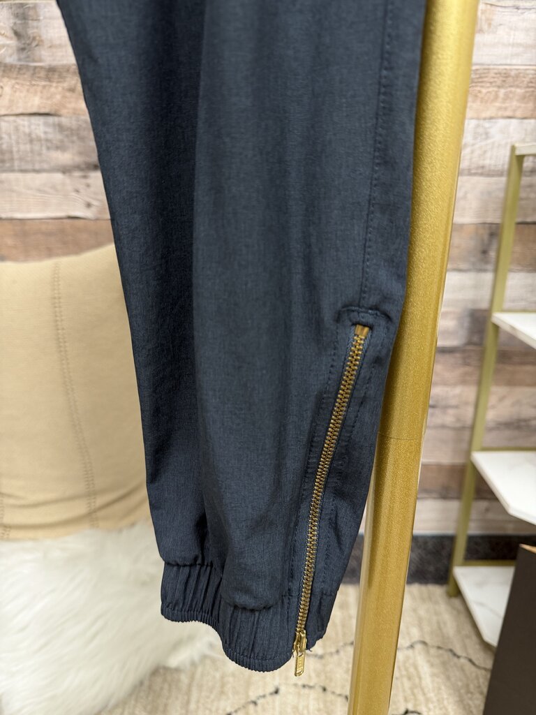 Albion grey joggers with gold zip bottom