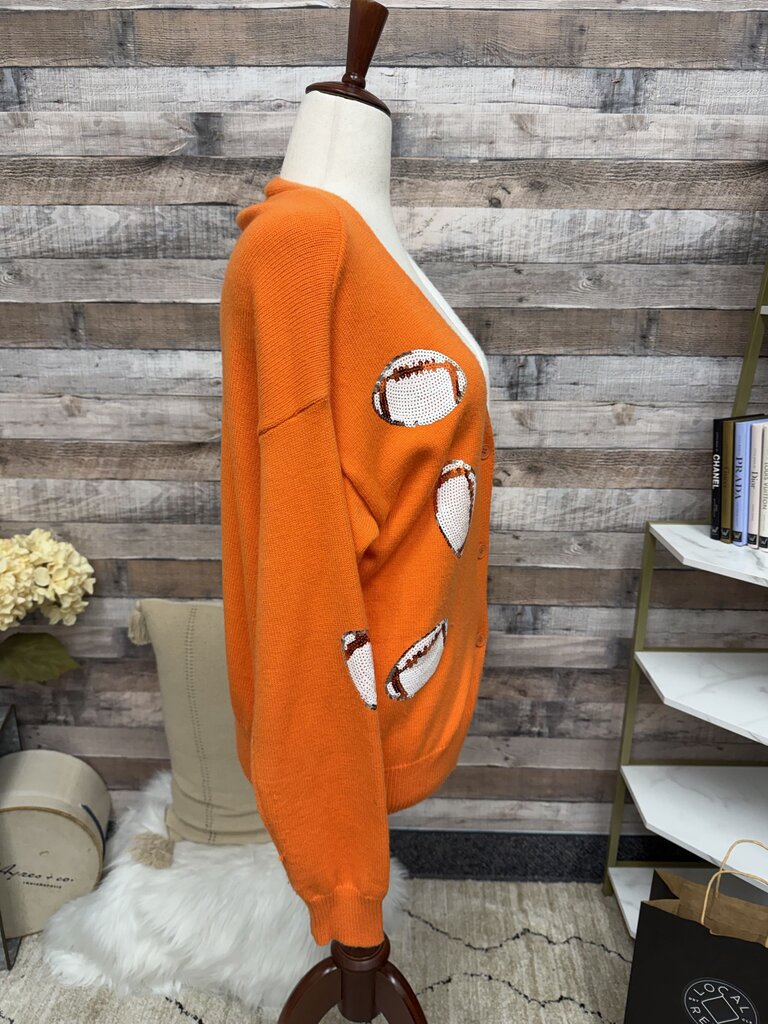 Le Lis Collection orange/white sparkly football cardigan