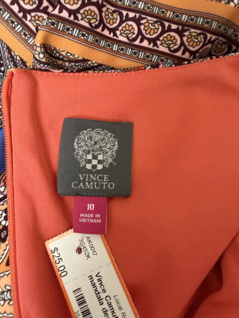 Vince Camuto orange/blue mandala design sleeveless dress