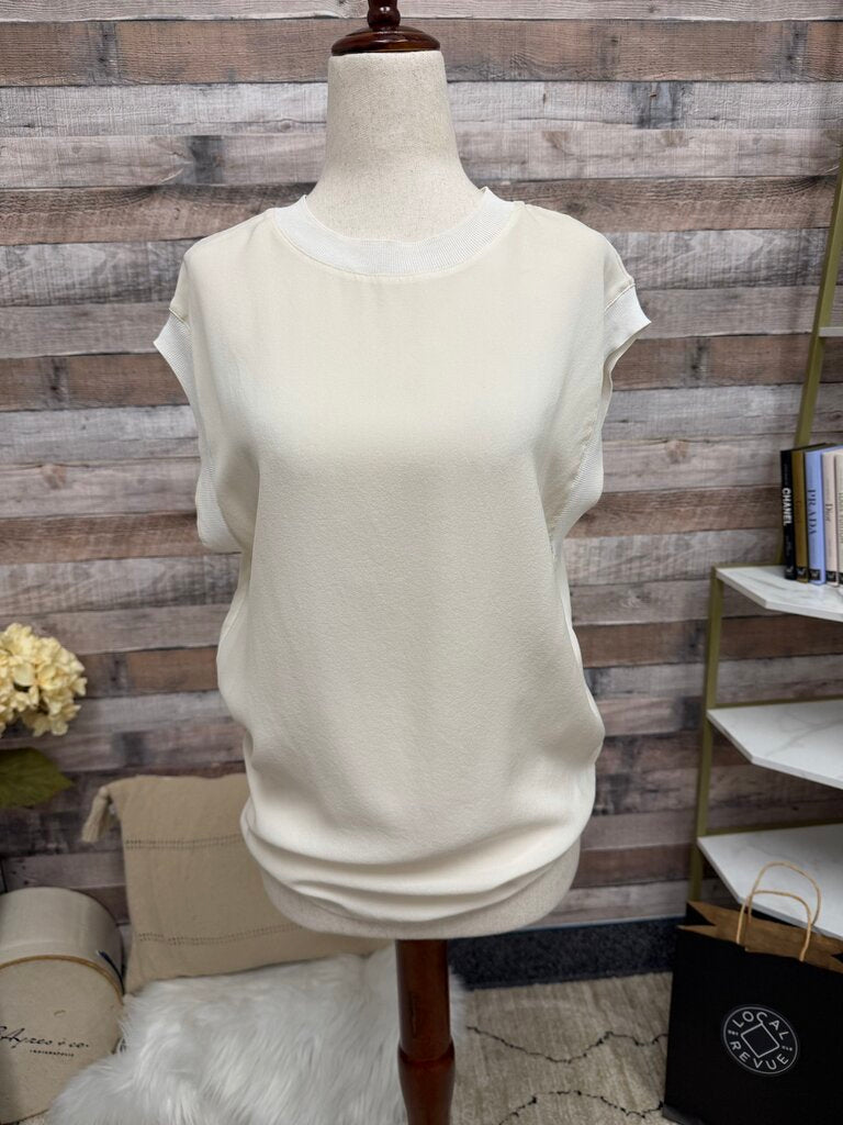Vince. cream sleeveless silk top