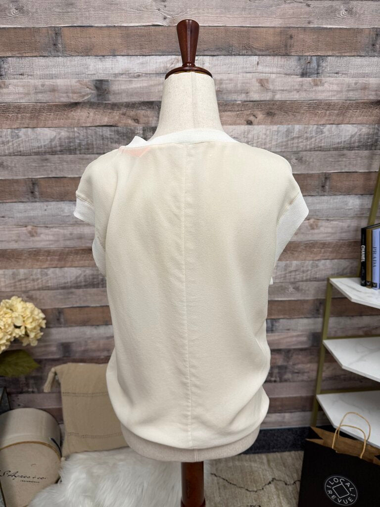 Vince. cream sleeveless silk top